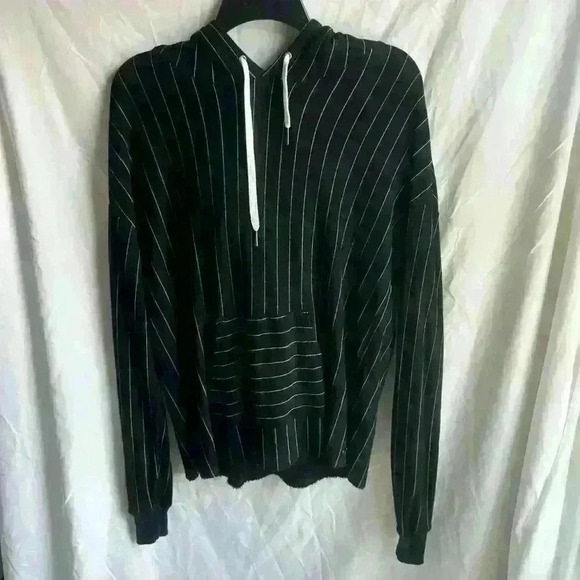 n: Philanthropy Hoodie Black with White Pinstripes Size S - Picture 1 of 3